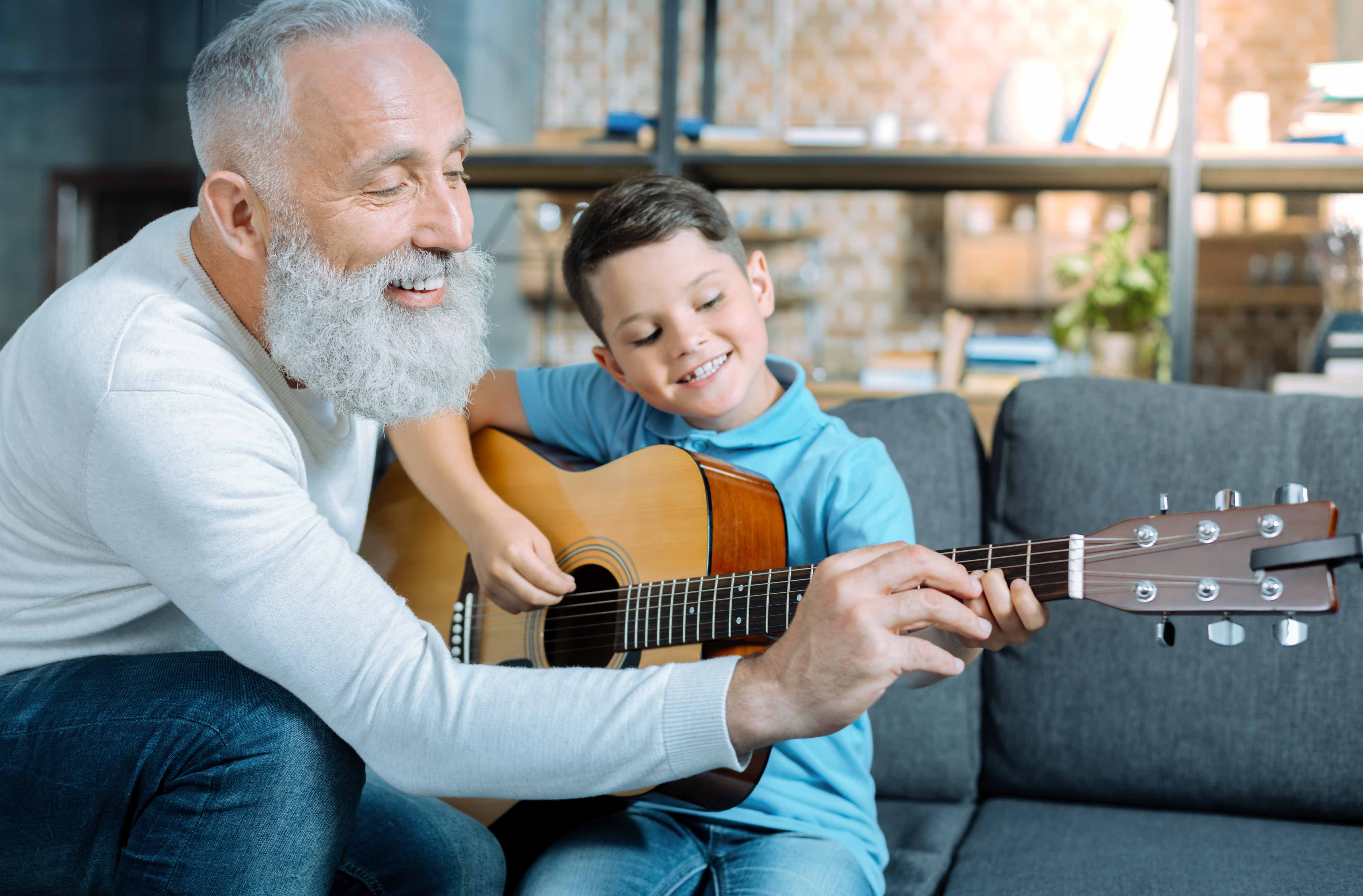 Happy grandparent and child