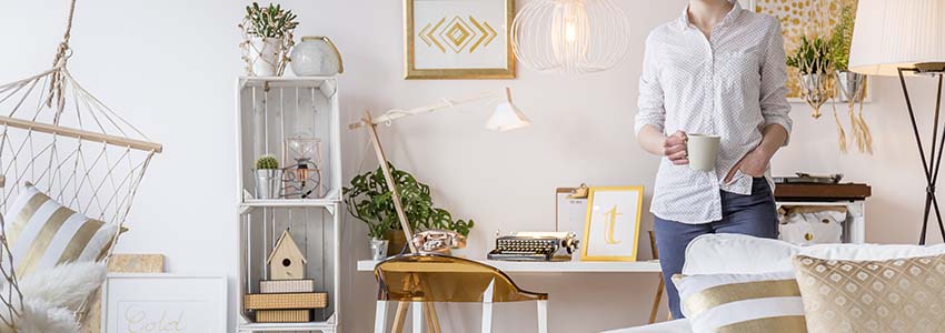 A well lighted and organized living room