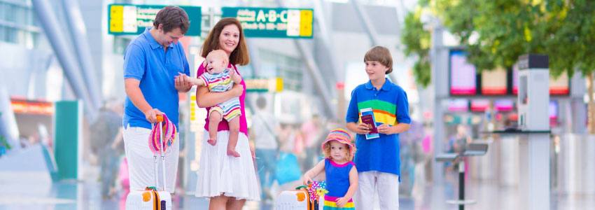 A family dressed in many colors