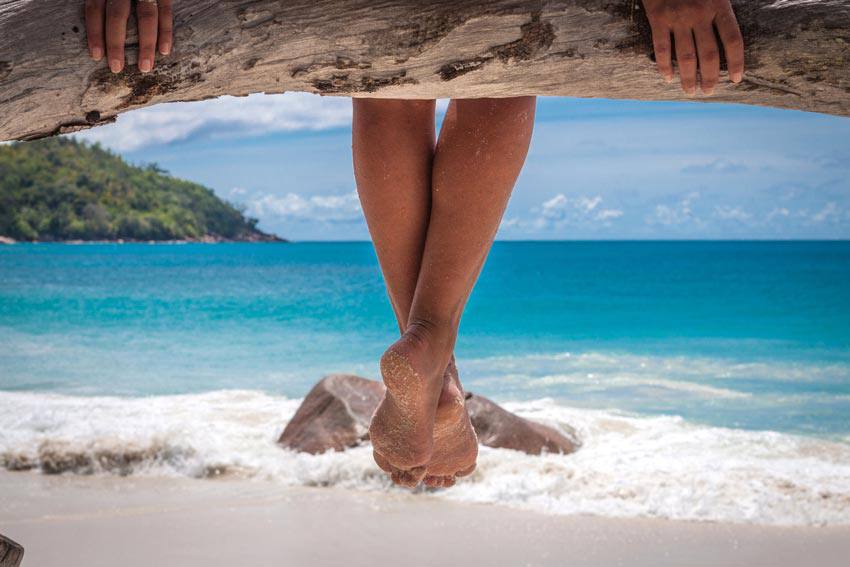  Relaxing sitting on the beach