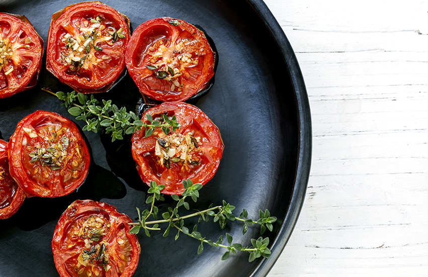 Dried tomatoes cooked on a pan