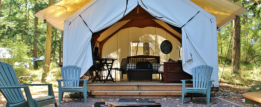 A tent outside for camping