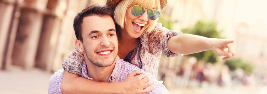 Joyful couple on a trip