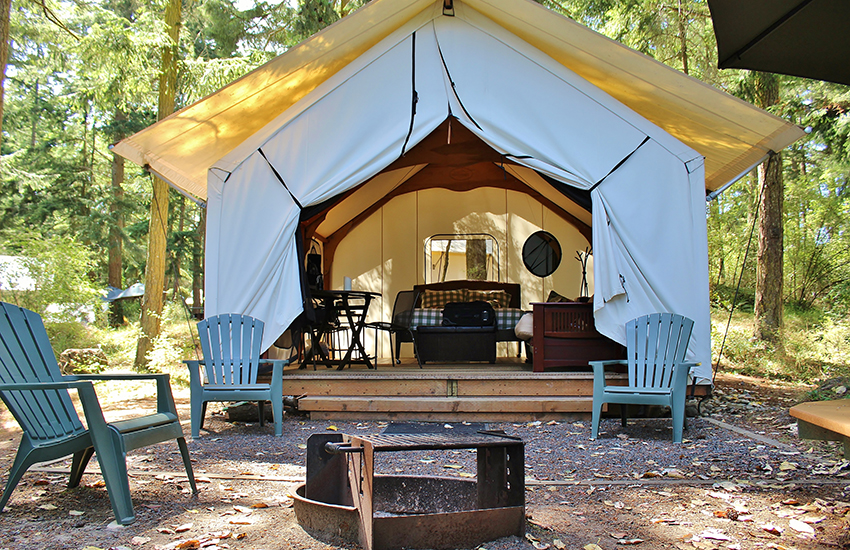 A tent outside for camping