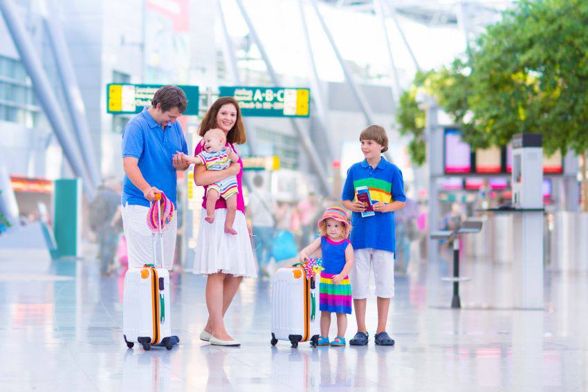 A family dressed in many colors