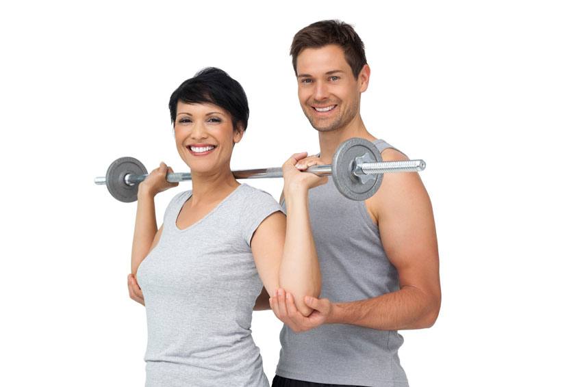 Woman with a personal trainer