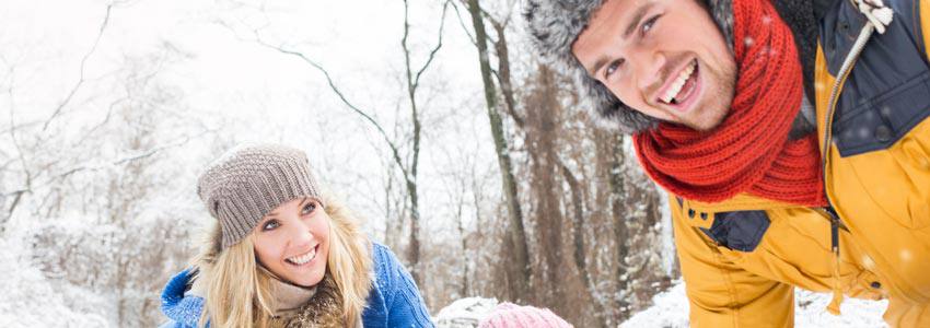 Happy family in the winter wonderland