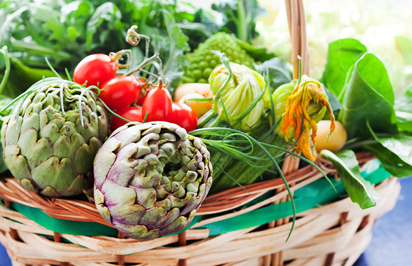 A basket full of vegetables to grow in august