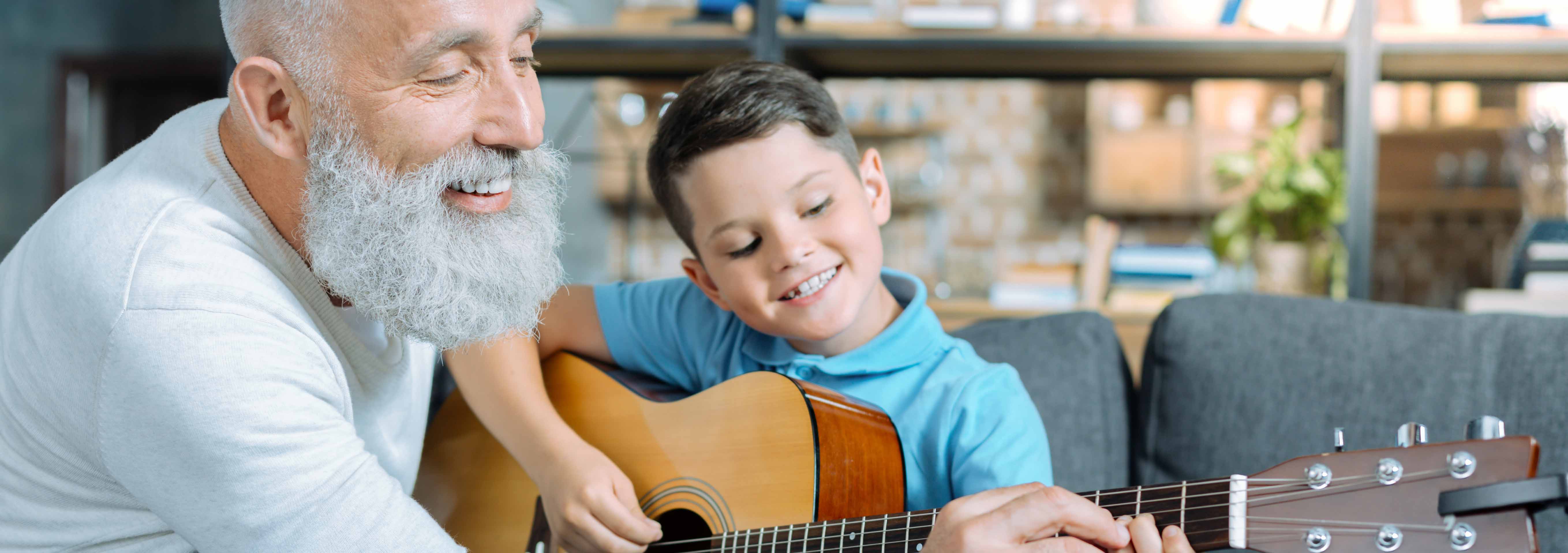 Happy grandparent and child