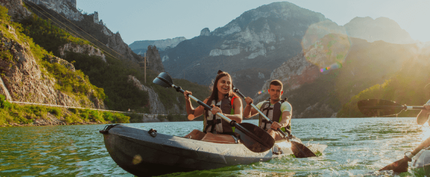 Couple kayaking