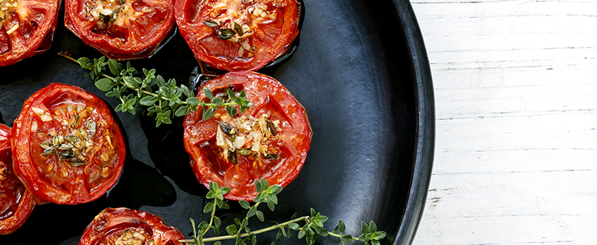 Dried tomatoes cooked on a pan