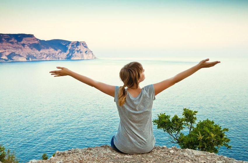 Woman embracing nature