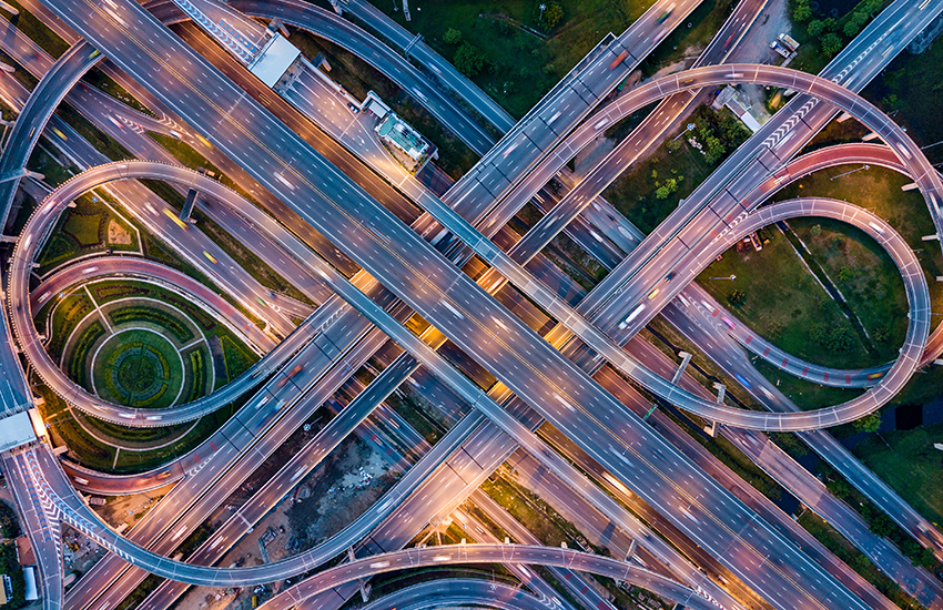 Top view of a highway loop