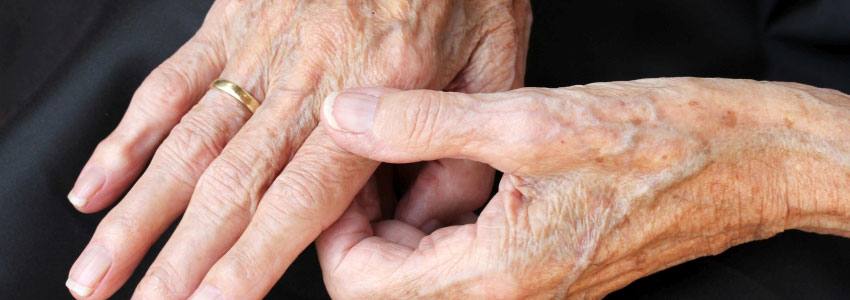 The hands of an elderly person